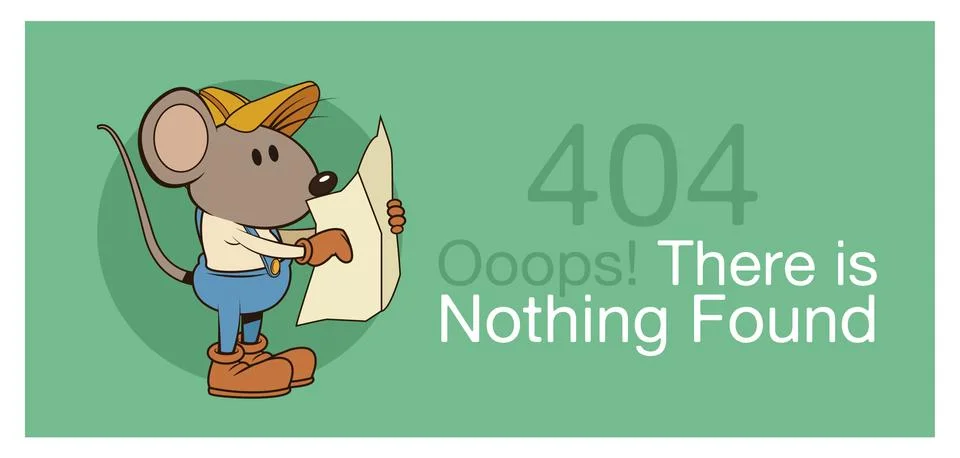 Error 404 with funny mouses banner Stock Illustration