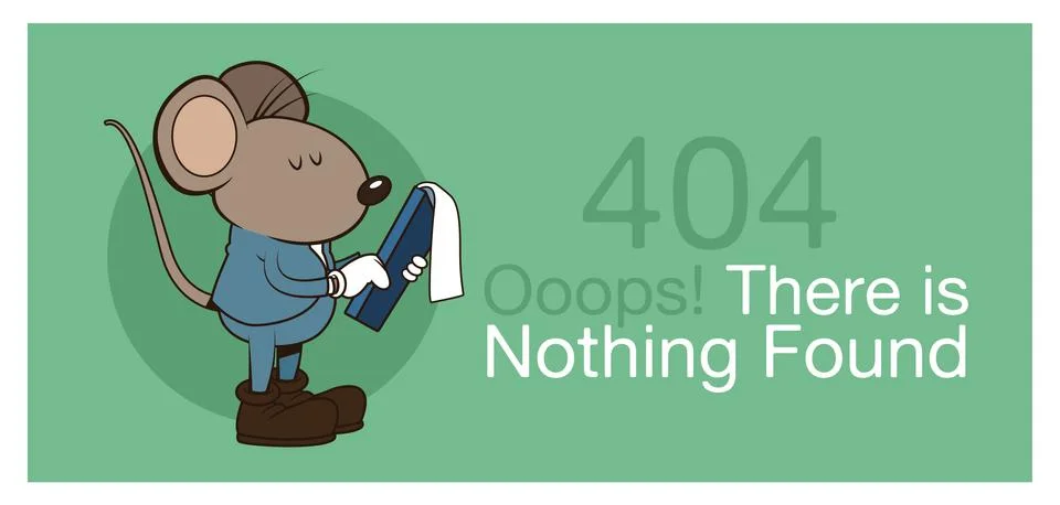 Error 404 with funny mouses banner Stock Illustration