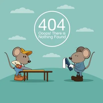 Error 404 with funny mouses cartoon Stock Illustration