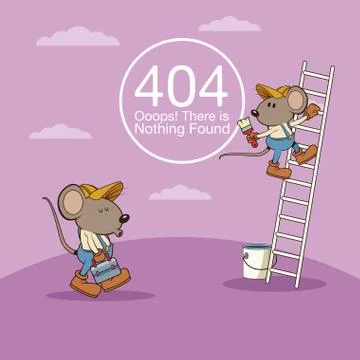 Error 404 with funny mouses cartoon Stock Illustration
