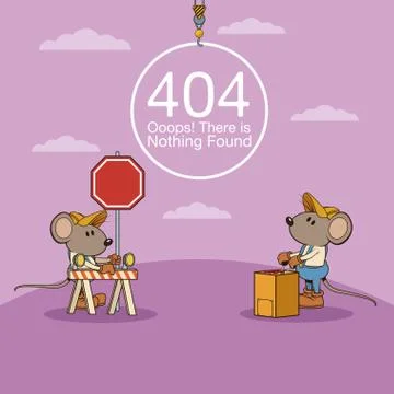 Error 404 with funny mouses cartoon Stock Illustration