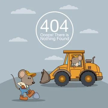 Error 404 with funny mouses cartoon Stock Illustration