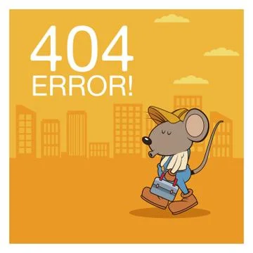 Error 404 with funny mouses cartoon Stock Illustration