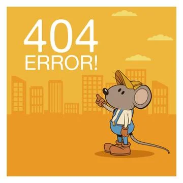 Error 404 with funny mouses cartoon Stock Illustration