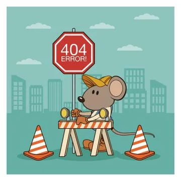 Error 404 with funny mouses cartoon Stock Illustration
