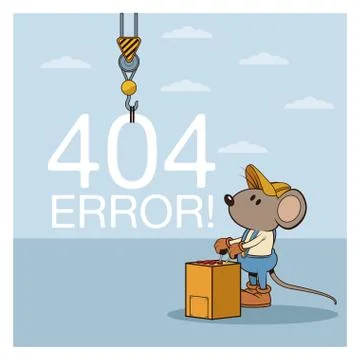 Error 404 with funny mouses cartoon Stock Illustration