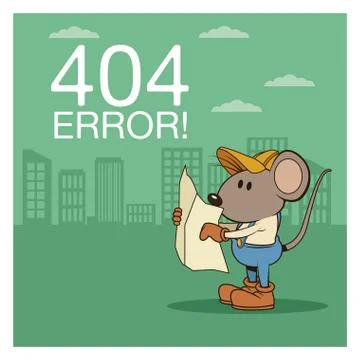 Error 404 with funny mouses cartoon Stock Illustration