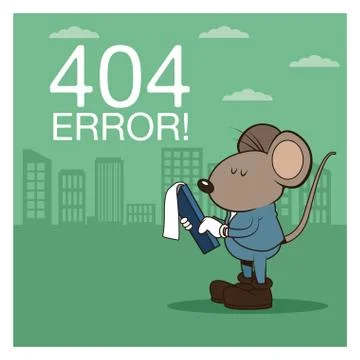 Error 404 with funny mouses cartoon Stock Illustration