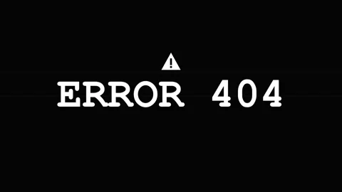 Error 404 glitch message with warning symbol and digital noise distortion Video stock 345100303