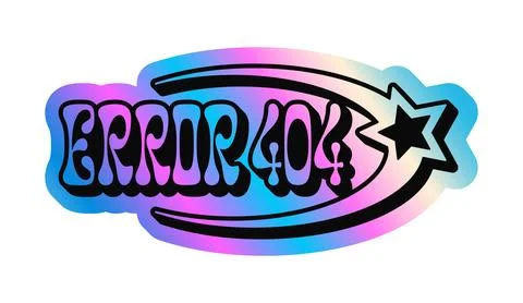 Error 404 hologram retro Y2K sticker or patch Stock Illustration