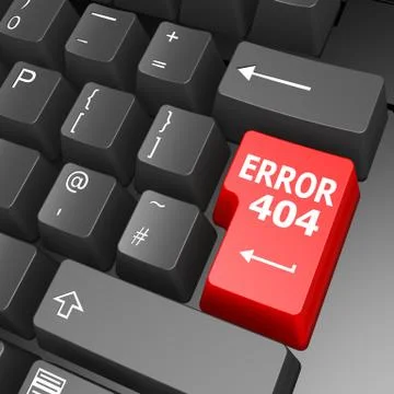 Error 404 key on computer keyboard Stock Illustration