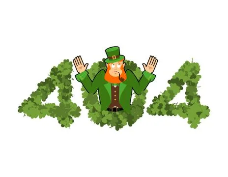 Error 404. leprechaun is surprise. Page not found template for web site. Ir.. Stock Illustration
