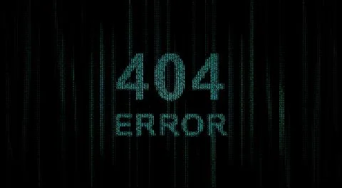Error 404, matrix design. Stream of binary code on screen. . Data and technology Stock Illustration