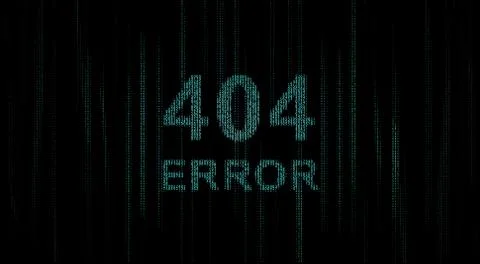 Error 404, matrix design. Stream of binary code on screen. . Data and technology Stock Illustration