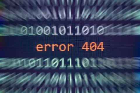 Error 404 message on display screen technology binary code number data alert  스톡 사진