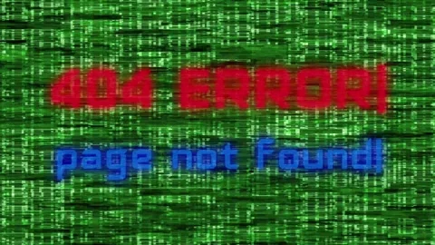 Error 404 message displayed on a digital glitch Stock Footage 331025149