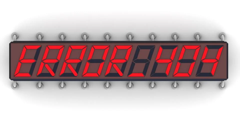 Error 404. Message on the electronic display Stock Illustration