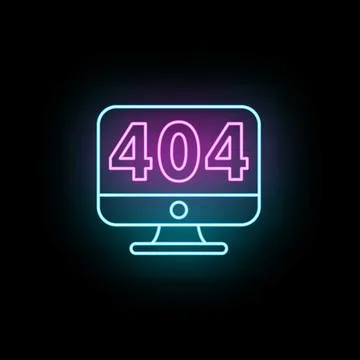 Error 404 message showing on neon computer monitor Stock-Illustration