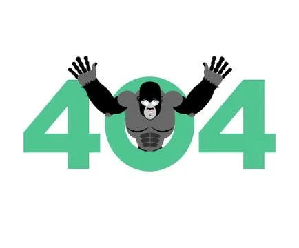 Error 404. monkey surprise. Page not found template for web site. gorilla d.. 스톡 일러스트