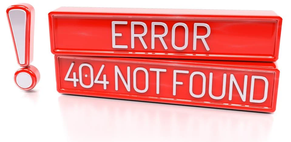 Error 404 Not Found - 3d banner, isolated on white background Stock Illustration