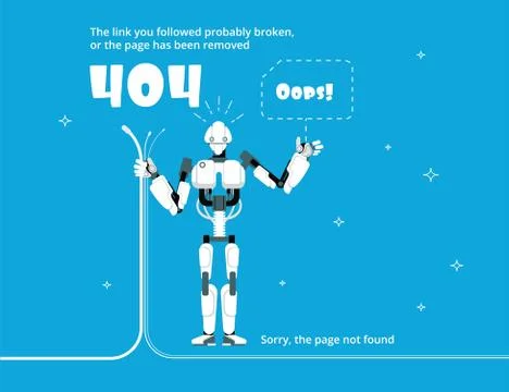 Error 404. Not found web site page with warning message. Vector template 스톡 일러스트