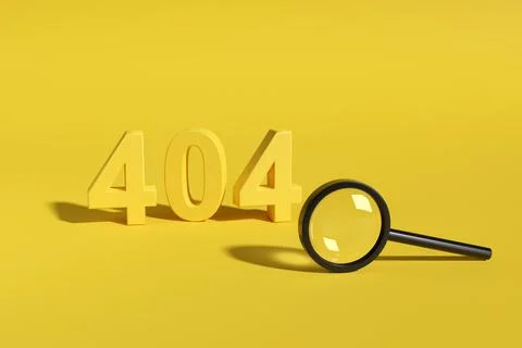 Error 404. Number 404 in three dimensions next to a security magnifying glass Stock Illustration
