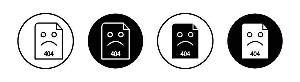 Error 404 page flat line icon set. Error 404 page Thin line illustration vect Stock Illustration