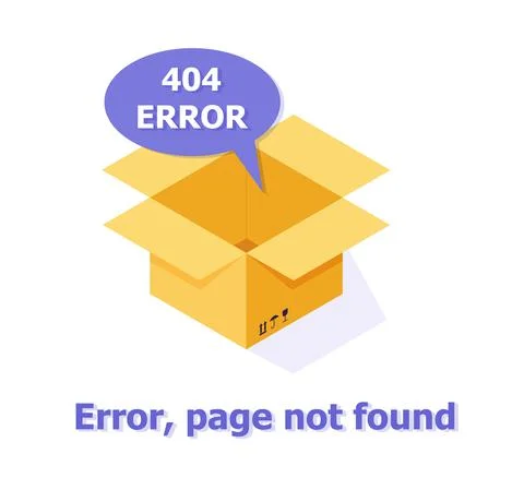 Error 404 page layout vector design with empty box. The page you requested co Stock Illustration