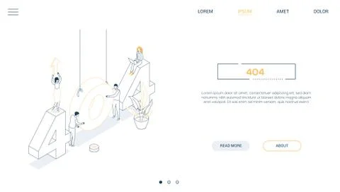 Error 404 page - line design style isometric web banner Stock Illustration