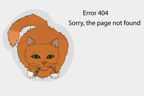 Error 404 page not available. Cat broke the cord. Stockillustratie