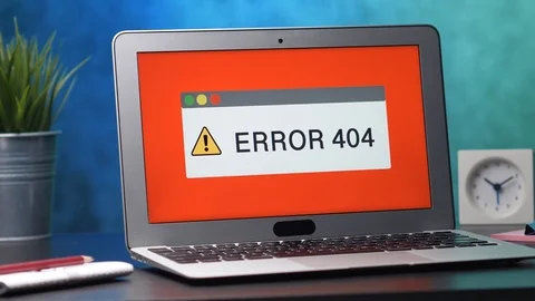 Error 404 Page Not Found Alert on Laptop Computer Stock Footage 106402827