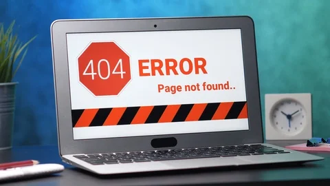 Error 404 Page Not Found on Laptop Computer Stock Footage 106403088