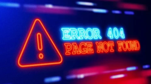 Error 404 page not found Warning Alert Screen loop Blinking glitch Animation. Stock Footage 219080788