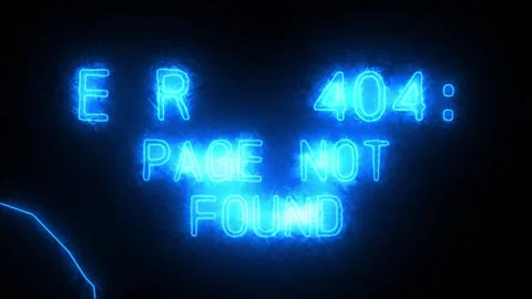 Error 404 page not found animated neon text sign Stock Footage 300363117