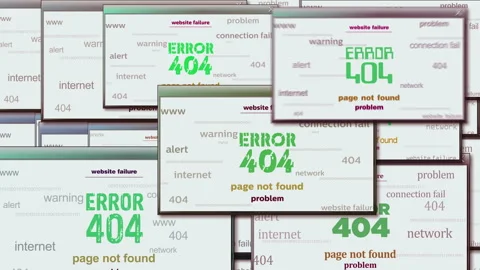 Error 404 page not found symbol pop up windows seamless loop Stock Footage 302369820