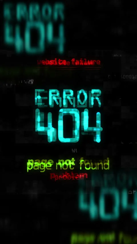 Error 404 page not found symbol seamless loop vertical Stock Footage 302370381