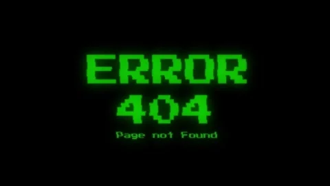 Error 404 page not found, Error with vhs flicker effect on screen animation Stock Footage 310344136