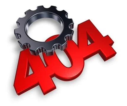 Error 404 page not found - message and gear wheel - 3d illustration Illustrazione stock