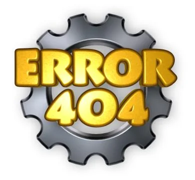 Error 404 page not found - message and gear wheel - 3d illustration Stock-Illustration