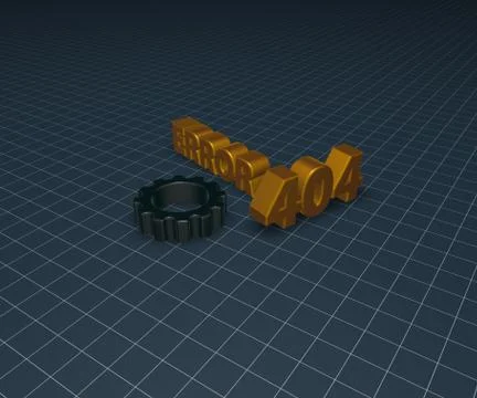 Error 404 page not found - message and gear wheel - 3d illustration Stock-Illustration
