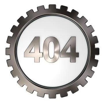 Error 404 page not found - message and gear wheel - 3d illustration Stock-Illustration