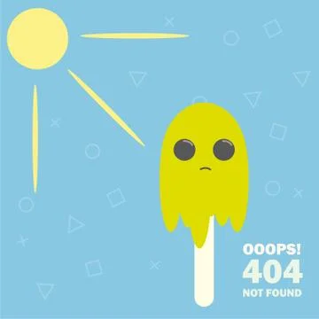 Error 404 page not found - Ice cream melting on a hot day 库存插图