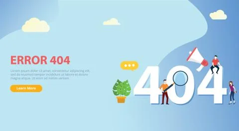 Error 404 page not found website template with people team working together w Stock-Illustration