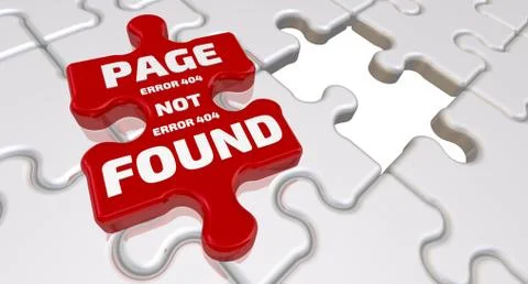 ERROR 404 (Page not found). The inscription on the missing element of the puzzle 스톡 일러스트