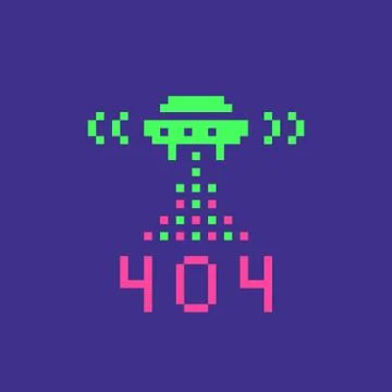 Error 404 page not found concept illustration in pixel art style. Stock Illustration