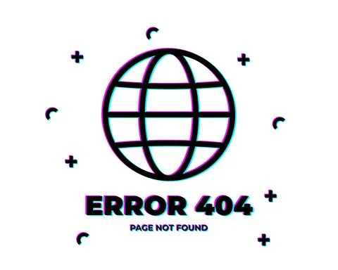 Error 404 page not found. Error with glitch effect on screen. Vector illustra Stock Illustration