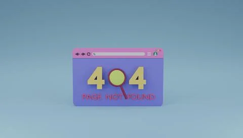 Error 404 page not found 3D render illustration Stock Illustration