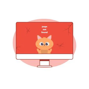 Error 404 Page Not Found. Cartoon Vector Illustration with Cat Stock Illustration