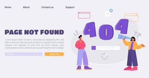 Error 404 page not found landing vector web banner Illustrazione stock