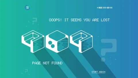 Error 404 page template with flat space art. Flat design vector 404 error page Ilustración de archivo